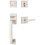 Emtek Baden Right Handed Sectional Single Cylinder Keyed Entry Handleset with Stuttgart Interior Lever Satin Nickel