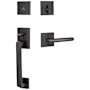 Emtek Baden Right Handed Sectional Single Cylinder Keyed Entry Handleset with Stuttgart Interior Lever Flat Black