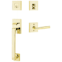 Emtek Baden Right Handed Sectional Single Cylinder Keyed Entry Handleset with Stuttgart Interior Lever Unlacquered Brass