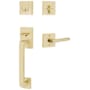 Emtek Baden Right Handed Sectional Single Cylinder Keyed Entry Handleset with Stuttgart Interior Lever Satin Brass