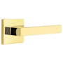 Emtek Dumont Left Handed Non-Turning Two-Sided Dummy Door Lever Set with Square Rose from the Brass Modern Collection Unlacquered Brass