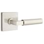 Emtek Hercules Right Handed Non-Turning Two-Sided Dummy Door Lever Set with Square Rose from the Brass Modern Collection Satin Nickel