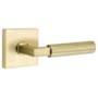 Emtek Hercules Left Handed Non-Turning Two-Sided Dummy Door Lever Set with Square Rose from the Brass Modern Collection Satin Brass