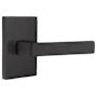 Emtek Dumont Right Handed Non-Turning Two-Sided Dummy Door Lever Set with Modern Rectangular Rose from the Brass Modern Collection Flat Black