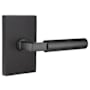 Emtek Hercules Left Handed Non-Turning Two-Sided Dummy Door Lever Set with Modern Rectangular Rose from the Brass Modern Collection Flat Black
