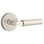 Emtek Hercules Right Handed Non-Turning Two-Sided Dummy Door Lever Set with Disk Rose from the Brass Modern Collection Satin Nickel