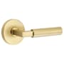 Emtek Hercules Right Handed Non-Turning Two-Sided Dummy Door Lever Set with Disk Rose from the Brass Modern Collection Satin Brass