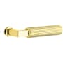 Emtek Straight Knurled Non-Turning Two-Sided Dummy Door Lever Set from the SELECT Brass Collection Unlacquered Brass