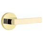 Emtek Dumont Right Handed Passage Door Lever Set with Disk Rose from the Brass Modern Collection Unlacquered Brass