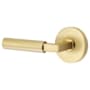 Emtek Hercules Left Handed Passage Door Lever Set with Disk Rose from the Brass Modern Collection Satin Brass