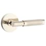 Emtek Knurled T-Bar Right Handed Passage Door Lever Set with Disk Rose from the SELECT Brass Collection Lifetime Polished Nickel