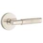 Emtek Knurled T-Bar Right Handed Passage Door Lever Set with Disk Rose from the SELECT Brass Collection Satin Nickel