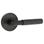 Emtek Knurled T-Bar Right Handed Passage Door Lever Set with Disk Rose from the SELECT Brass Collection Flat Black
