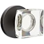 Emtek Modern Square Crystal Passage Door Knobset with Brass Rosette Oil Rubbed Bronze