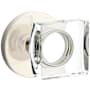 Emtek Modern Square Crystal Passage Door Knobset with Brass Rosette Polished Nickel