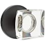 Emtek Modern Square Crystal Passage Door Knobset with Brass Rosette Flat Black