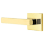 Emtek Dumont Left Handed Passage Door Lever Set with Square Rose from the Brass Modern Collection Unlacquered Brass