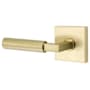 Emtek Hercules Left Handed Passage Door Lever Set with Square Rose from the Brass Modern Collection Satin Brass