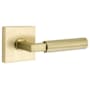 Emtek Hercules Right Handed Passage Door Lever Set with Square Rose from the Brass Modern Collection Satin Brass