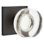 Emtek Modern Disc Passage Door Knob Set with Square Rose from the Brass Modern Crystal Collection Flat Black