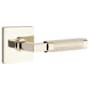 Emtek Knurled L-Square Right Handed Passage Door Lever Set with Square Rose from the SELECT Brass Collection Lifetime Polished Nickel