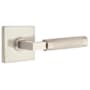 Emtek Knurled L-Square Right Handed Passage Door Lever Set with Square Rose from the SELECT Brass Collection Satin Nickel