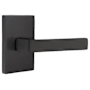 Emtek Dumont Right Handed Passage Door Lever Set with Modern Rectangular Rose from the Brass Modern Collection Flat Black