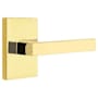 Emtek Dumont Right Handed Passage Door Lever Set with Modern Rectangular Rose from the Brass Modern Collection Unlacquered Brass