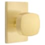 Emtek Freestone Passage Door Knob Set with Modern Rectangular Rose from the Urban Modern Collection Satin Brass