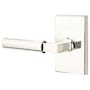 Emtek Hercules Left Handed Passage Door Lever Set with Modern Rectangular Rose from the Brass Modern Collection Polished Nickel
