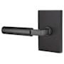 Emtek Hercules Left Handed Passage Door Lever Set with Modern Rectangular Rose from the Brass Modern Collection Flat Black