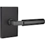 Emtek Hercules Right Handed Passage Door Lever Set with Modern Rectangular Rose from the Brass Modern Collection Flat Black