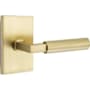 Emtek Hercules Right Handed Passage Door Lever Set with Modern Rectangular Rose from the Brass Modern Collection Satin Brass