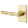 Emtek Stuttgart Left Handed Passage Door Lever Set with Modern Rectangular Rose from the Brass Modern Collection Satin Brass