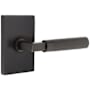 Emtek Knurled L-Square Right Handed Passage Door Lever Set with Modern Rectangular Rose from the SELECT Brass Collection Oil Rubbed Bronze