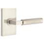 Emtek Knurled L-Square Left Handed Passage Door Lever Set with Modern Rectangular Rose from the SELECT Brass Collection Satin Nickel