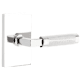 Emtek Knurled L-Square Left Handed Passage Door Lever Set with Modern Rectangular Rose from the SELECT Brass Collection Polished Chrome