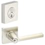 Emtek Helios Keyed Entry Lever Set and Deadbolt Combo with Square Rose from the Brass Modern Collection Satin Nickel