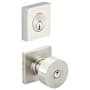 Emtek Round Keyed Entry Knob Set and Deadbolt Combo with Square Rose from the Brass Modern Collection Satin Nickel