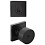 Emtek Round Keyed Entry Knob Set and Deadbolt Combo with Square Rose from the Brass Modern Collection Flat Black