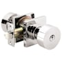 Emtek Round Knobset Single Cylinder Keyed Entry Door Knob Set with Square Rose Polished Nickel