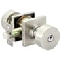 Emtek Round Knobset Single Cylinder Keyed Entry Door Knob Set with Square Rose Satin Nickel