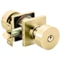 Emtek Round Knobset Single Cylinder Keyed Entry Door Knob Set with Square Rose Satin Brass