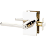 Emtek Helios Left Handed Single Cylinder Keyed Entry Door Lever Set with Modern Rectangular Rose Polished Nickel