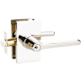 Emtek Helios Right Handed Single Cylinder Keyed Entry Door Lever Set with Modern Rectangular Rose Polished Nickel