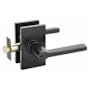 Emtek Helios Right Handed Single Cylinder Keyed Entry Door Lever Set with Modern Rectangular Rose Flat Black