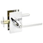 Emtek Helios Right Handed Single Cylinder Keyed Entry Door Lever Set with Modern Rectangular Rose Polished Chrome