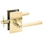 Emtek Helios Right Handed Single Cylinder Keyed Entry Door Lever Set with Modern Rectangular Rose Satin Brass