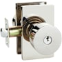 Emtek Round Knobset Single Cylinder Keyed Entry Door Knob Set with Modern Rectangular Rose Polished Nickel