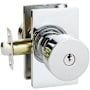 Emtek Round Knobset Single Cylinder Keyed Entry Door Knob Set with Modern Rectangular Rose Polished Chrome